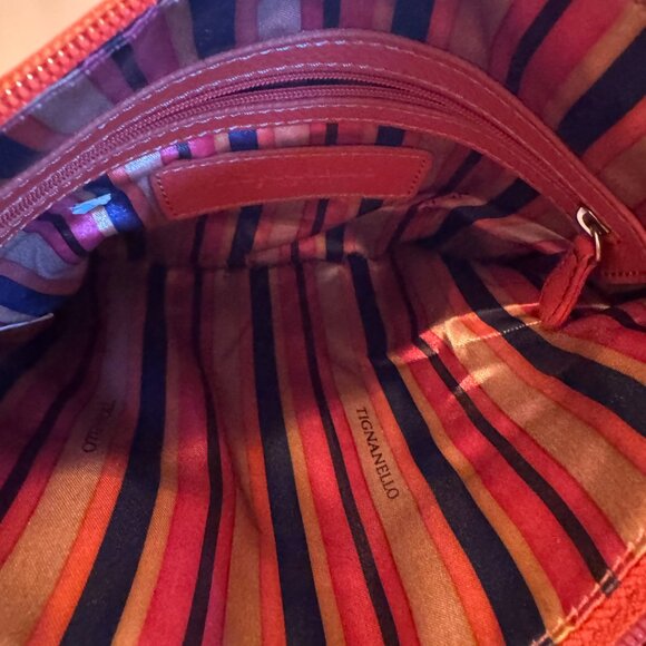 Tignanello Orange Leather Crossbody Purse - Picture 3 of 9